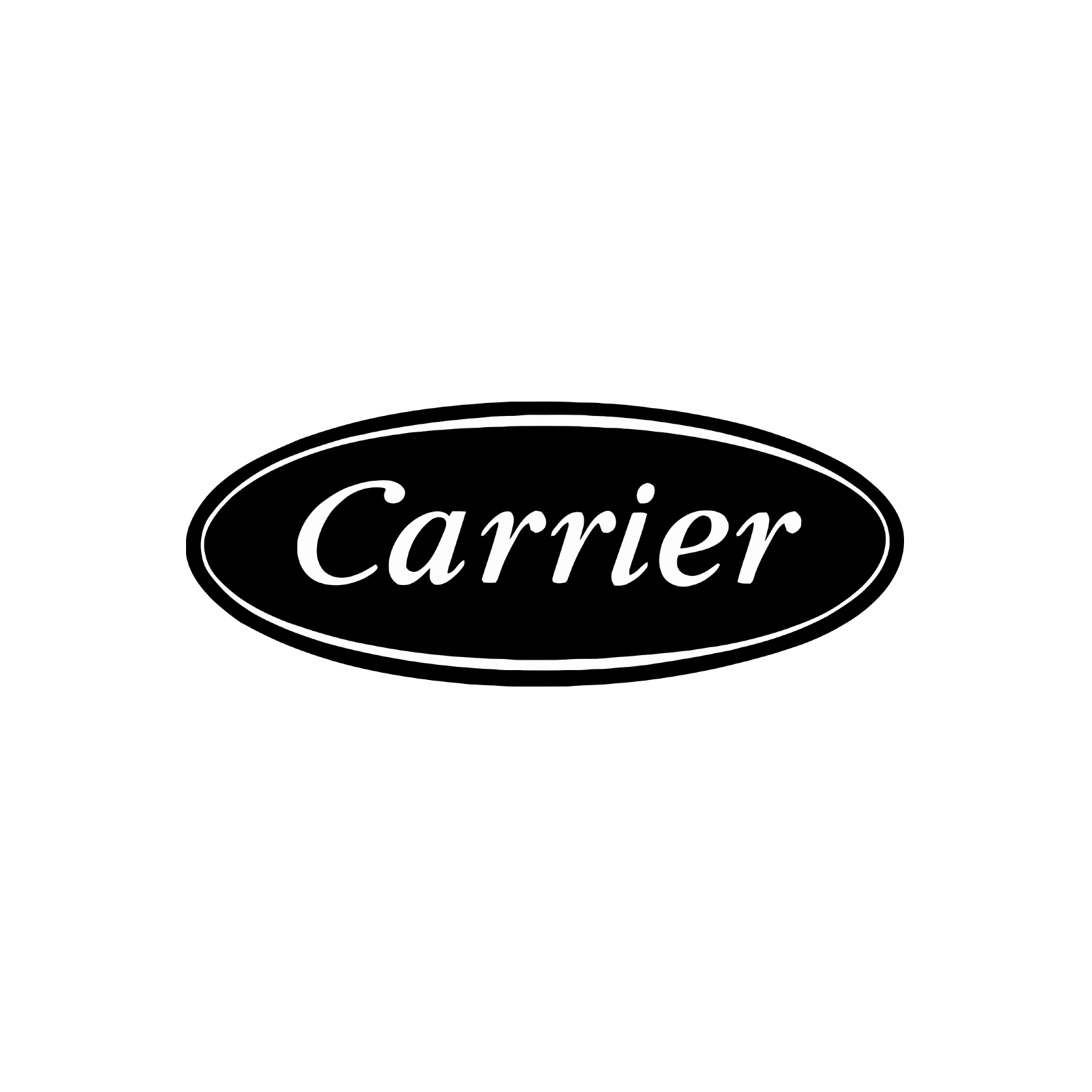 Un logo de transporteur noir et blanc sur fond blanc.