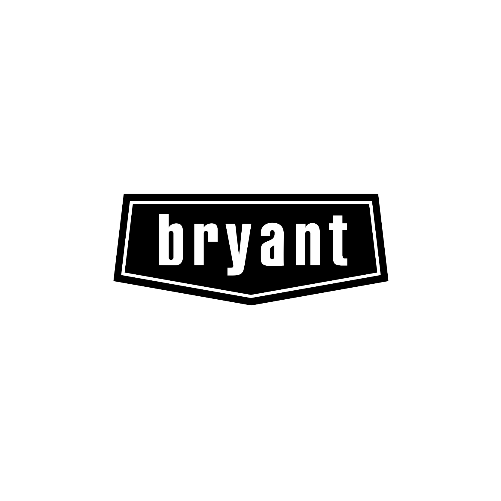 Un logo noir et blanc pour Bryant sur fond blanc.