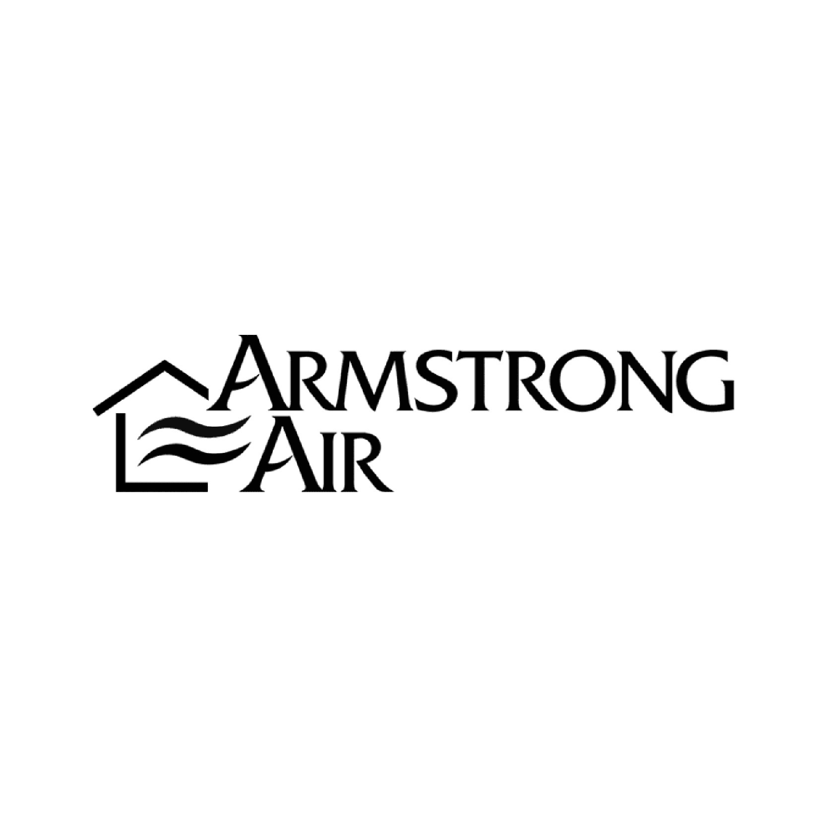 Le logo armstrong air est noir et blanc sur fond blanc.