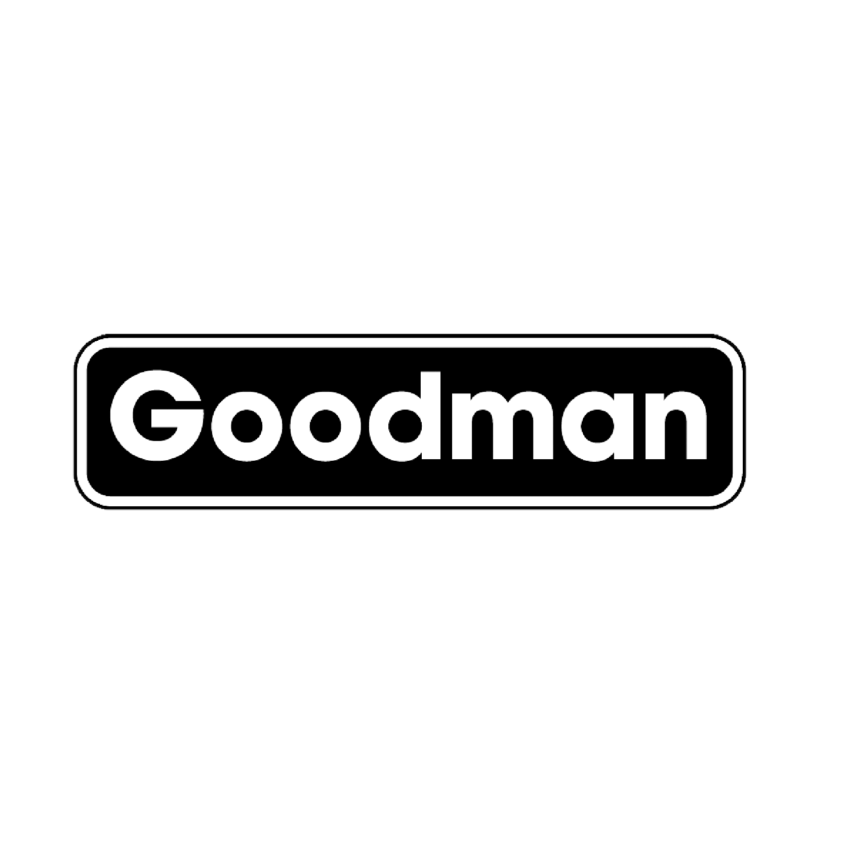 Un logo noir et blanc pour goodman sur fond blanc.
