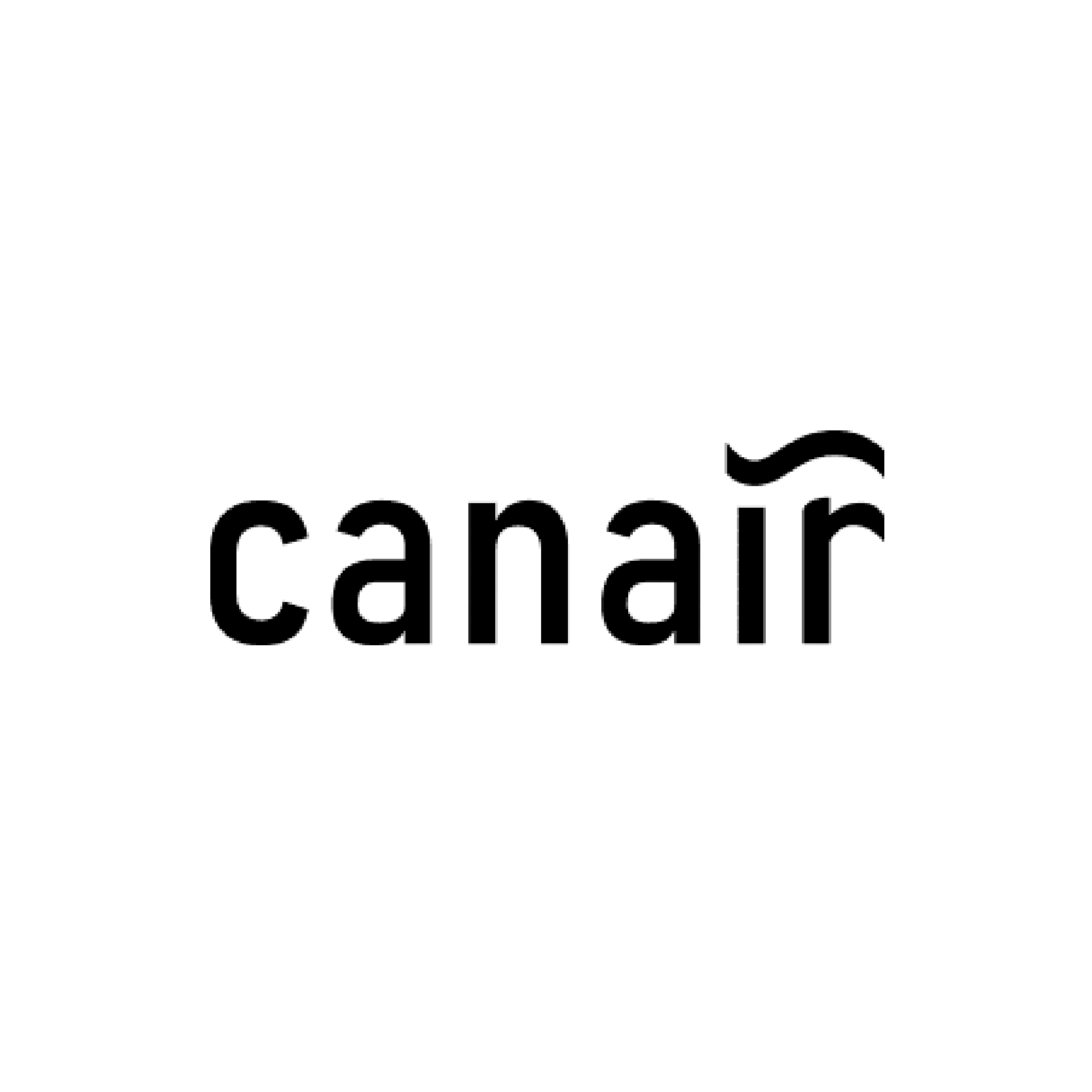 Un logo noir et blanc pour canair sur fond blanc.