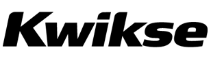 A black and white logo for kwikse on a white background.