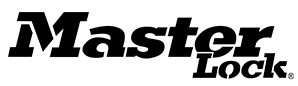 A black and white logo for master lock on a white background.
