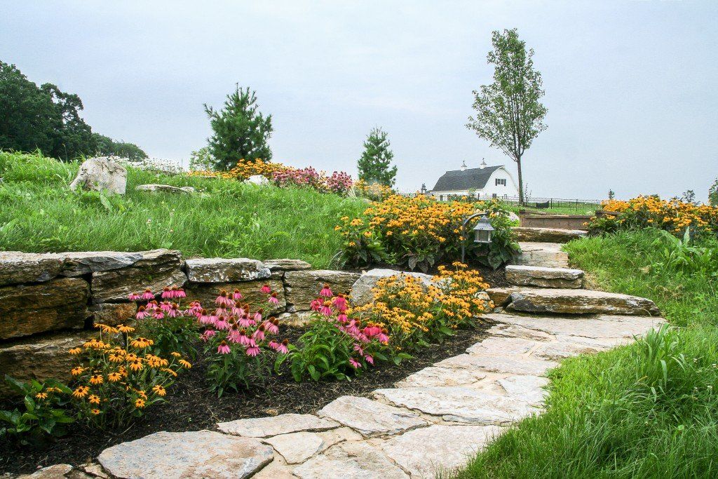 Stone patio in the garden — custom walkways in Newville, PA