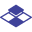 A blue and white checkered square on a white background.