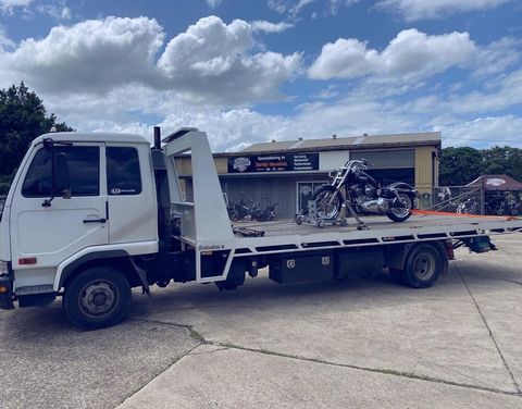 Motorcycle in Tow Truck — Towing and Transport in Sunshine Coast, QLD