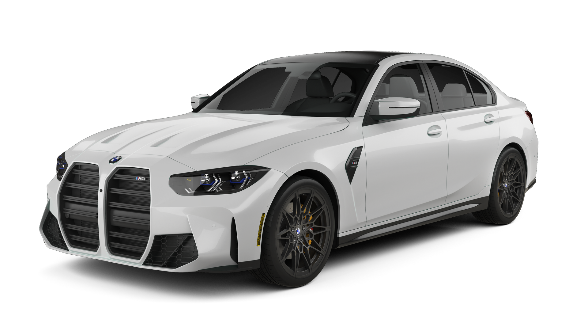 A white bmw m8 is shown on a white background.