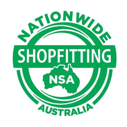 Green and white Nationwide Shopfitting Australia logo with stylized map and NSA initials