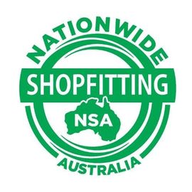 Nationwide Shopfitting Australia Green and white Nationwide Shopfitting Australia logo with stylized map and NSA initials