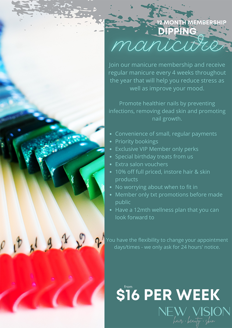 A poster for a manicure with a price of $16 per week