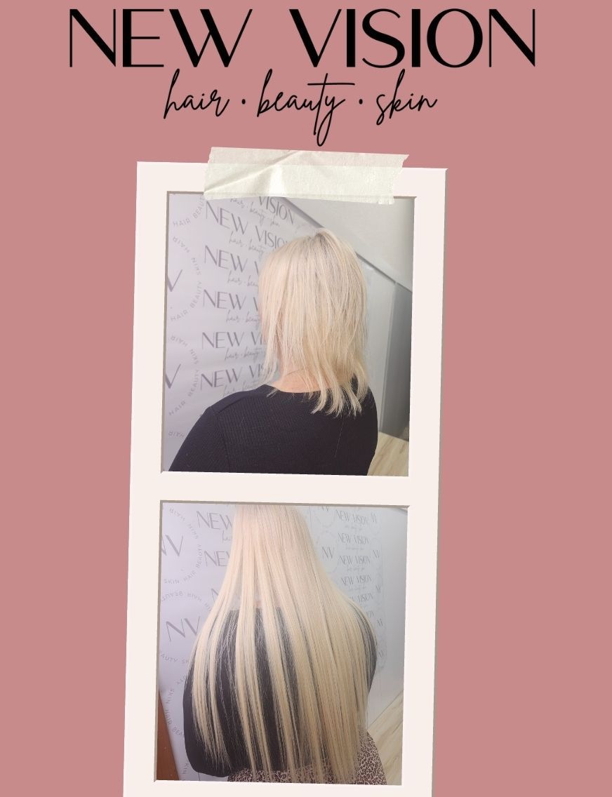 A bunch of hair extensions are sitting on a table