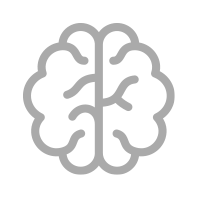 Outline of a brain, split in two halves.