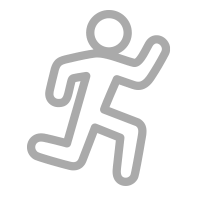 Running stick figure in gray.