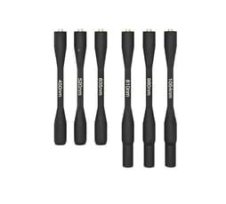 Six black, cylindrical light wands labeled with wavelengths in nanometers: 410, 520, 635, 810, 980, and 1064.