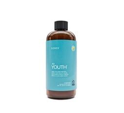 Bottle of Solex AG Youth supplement. Light blue label, brown bottle.