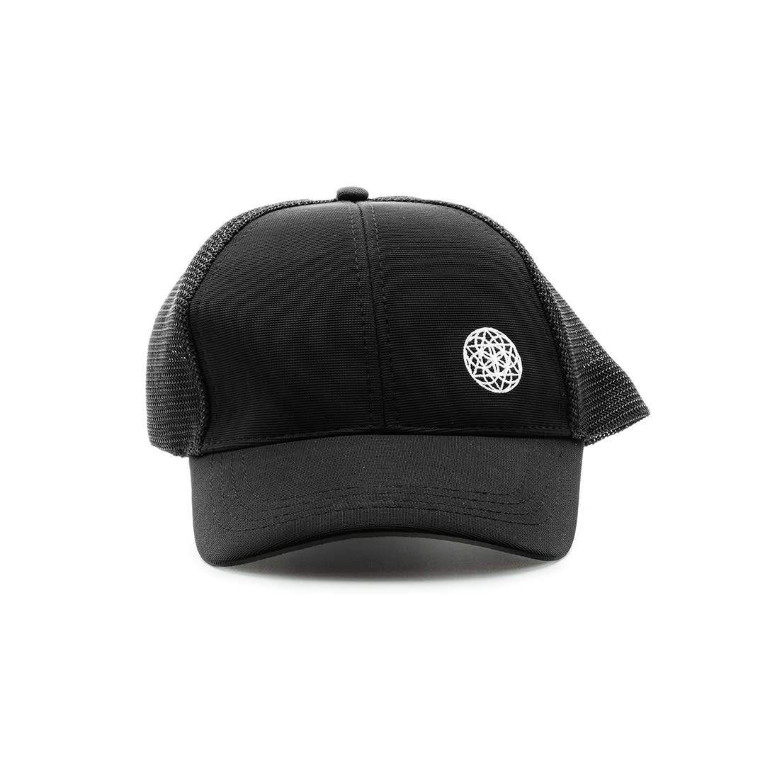Black baseball cap with a white logo.