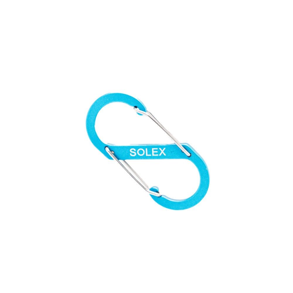 Blue SOLEX S-shaped carabiner.