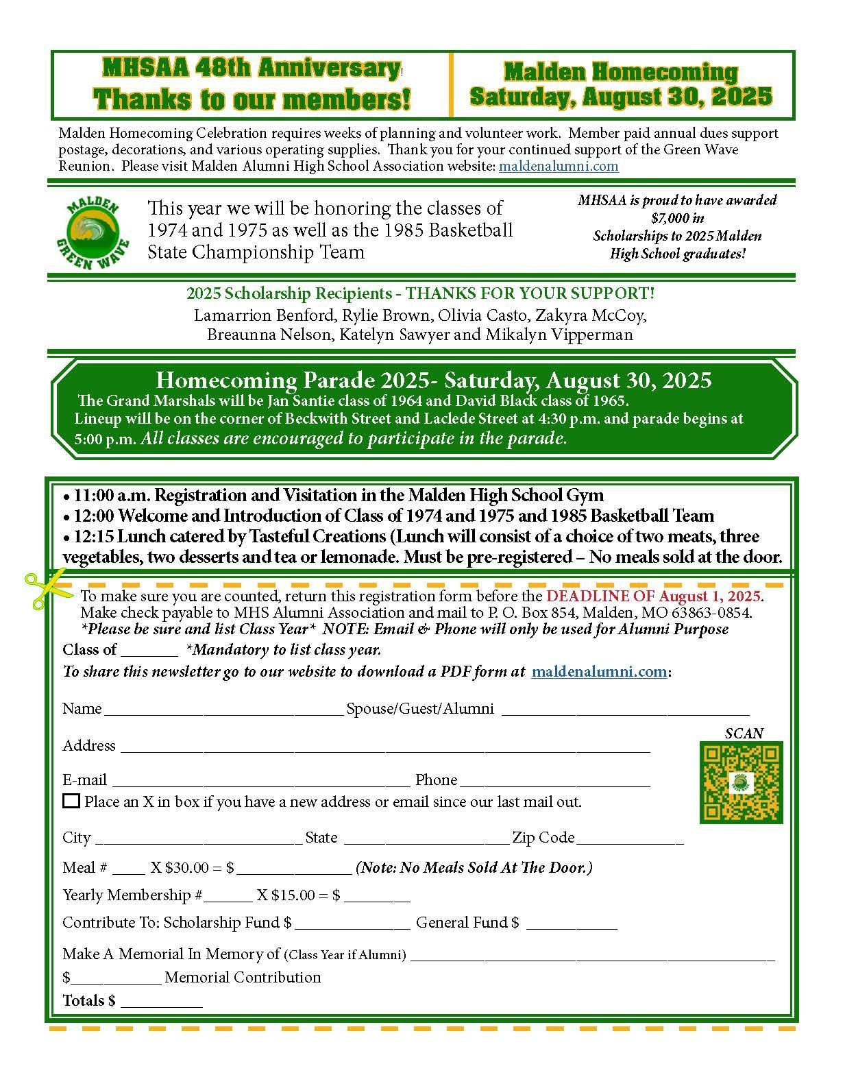 2025 Homecoming Newsletter