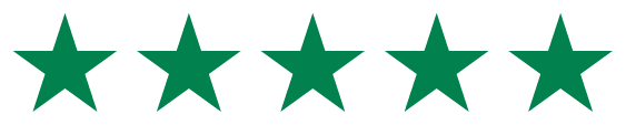 A row of green stars on a white background.