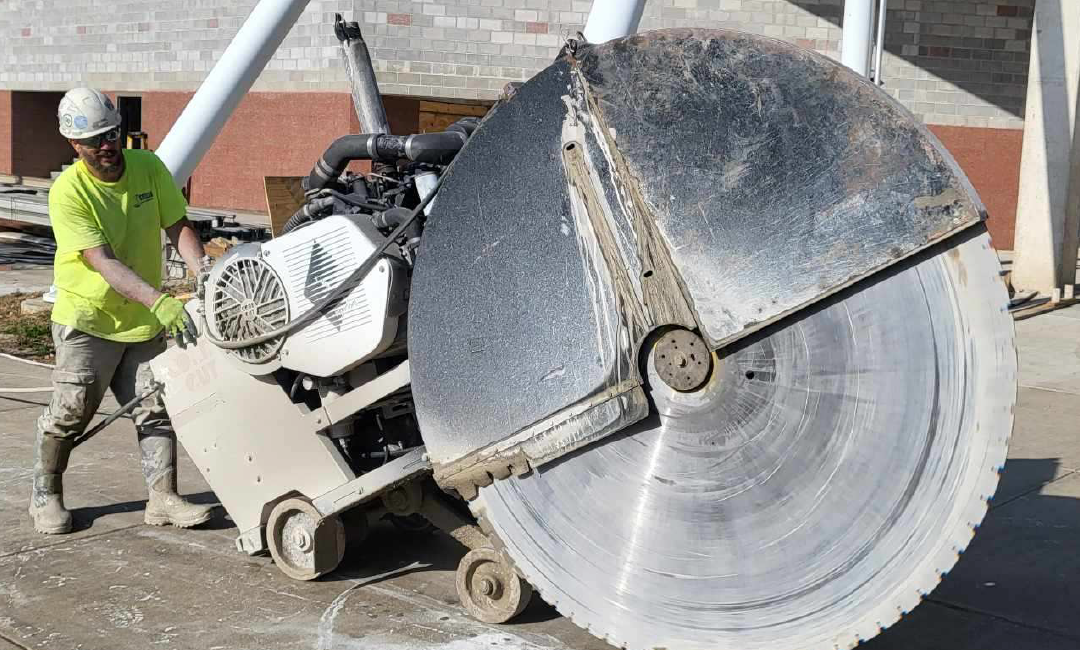 a large 4 foot concrete cutting saw blade
