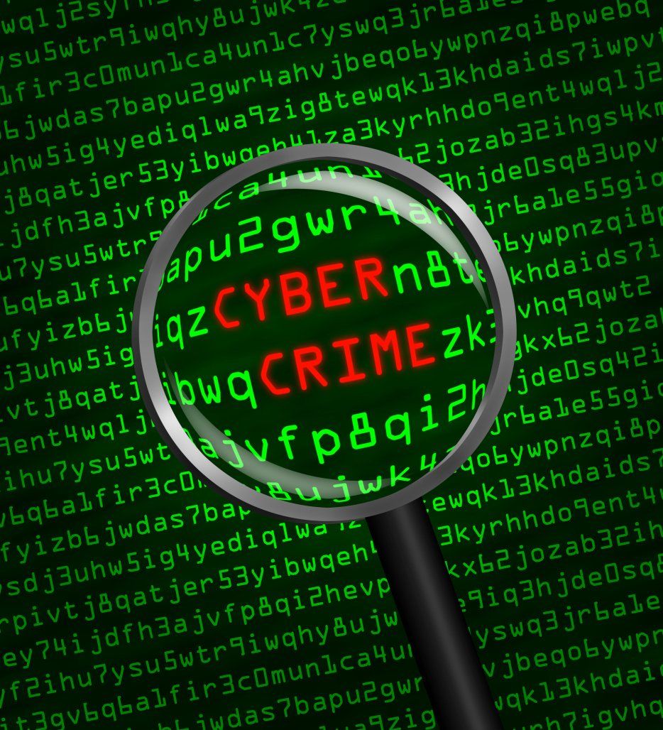 Grün und rote Schrift für cyber crime