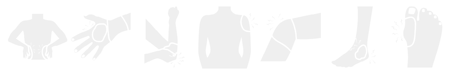 A set of silhouettes of people injuries on a white background.