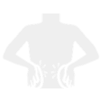 A silhouette of a person holding their back in pain.