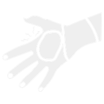 A silhouette of a hand with a ring on it.