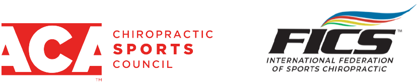 Two logos for the chiropractic sports council and the international federation of sports chiropractic