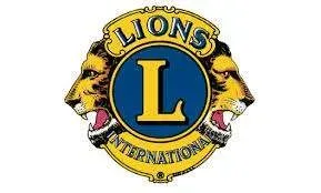 Lions International logo with a blue and gold emblem and large yellow “L” in the center