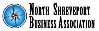 North Shreveport Business Association logo with blue compass emblem and black text