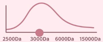 Graph depicting a peak centered around 3000 Da, showing the distribution of molecular weight.