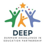 A logo for dunmow excellence in education partnership