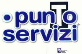 A blue and white logo for punto servizi