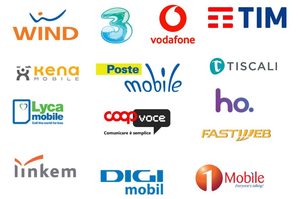 Un mucchio di loghi tra cui uno per Vodafone