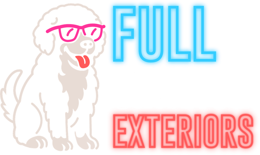 Dog wearing glasses, next to glowing text 