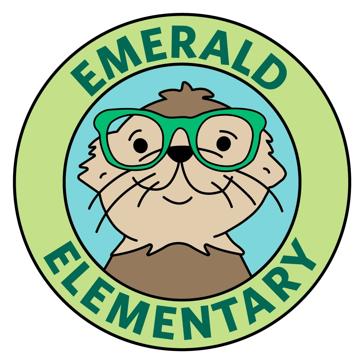 Emerald Elementary school logo with a bespectacled otter.