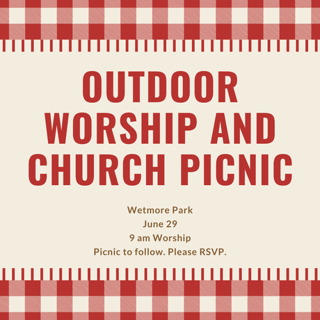A poster for an outdoor worship and church picnic