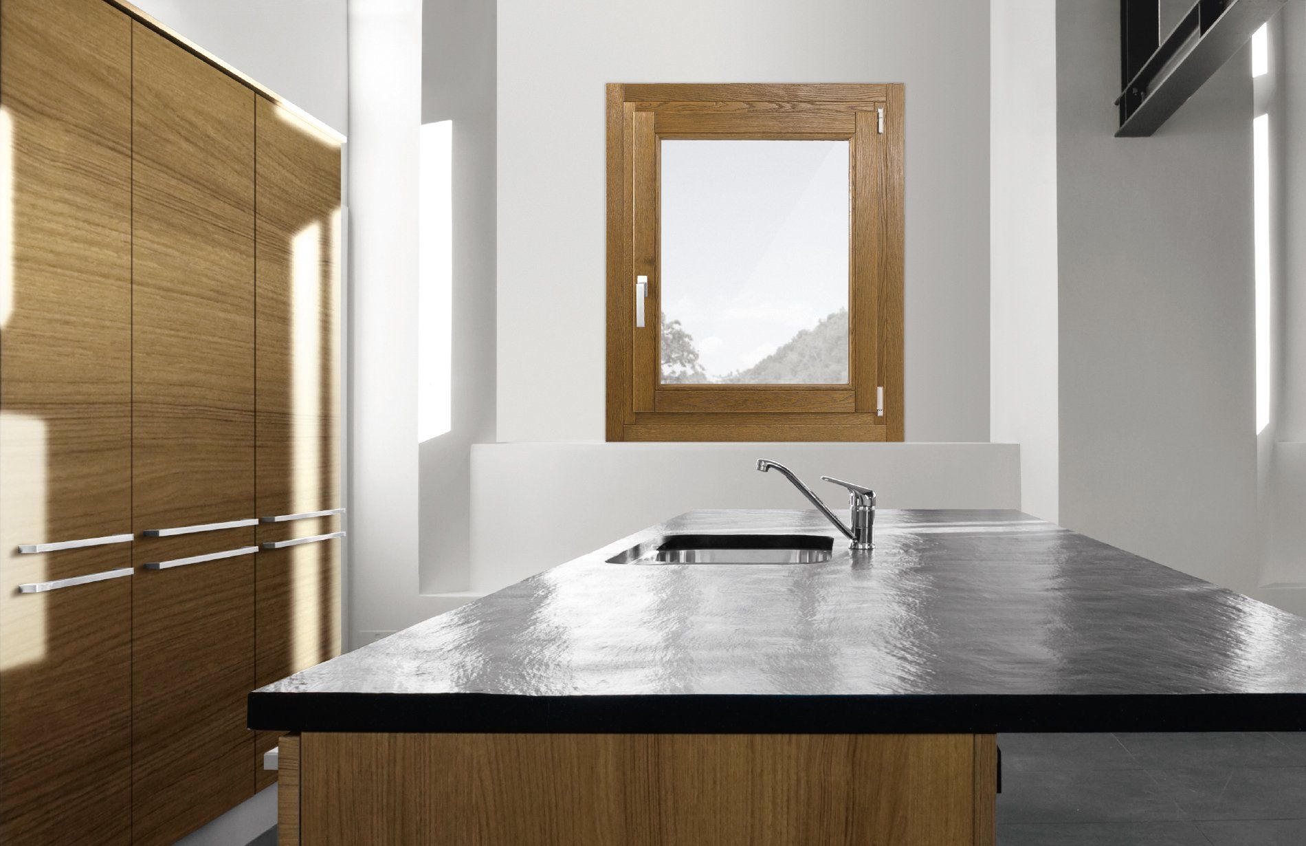 finestra in legno cucina