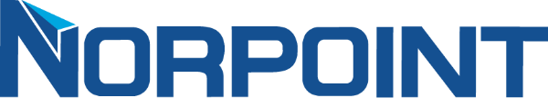 A blue norpoint logo on a white background