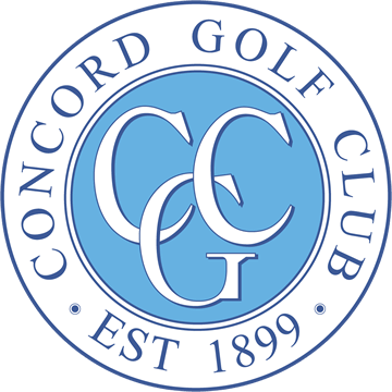 a blue and white logo for concord golf club