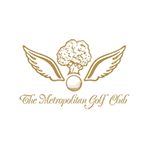 The logo for the metropolitan golf club has a tree and a golf ball with wings.