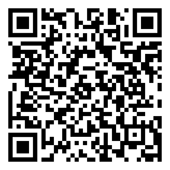 Ein schwarz-weißer QR-Code auf weißem Hintergrund.