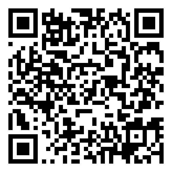 Ein schwarz-weißer QR-Code auf weißem Hintergrund.