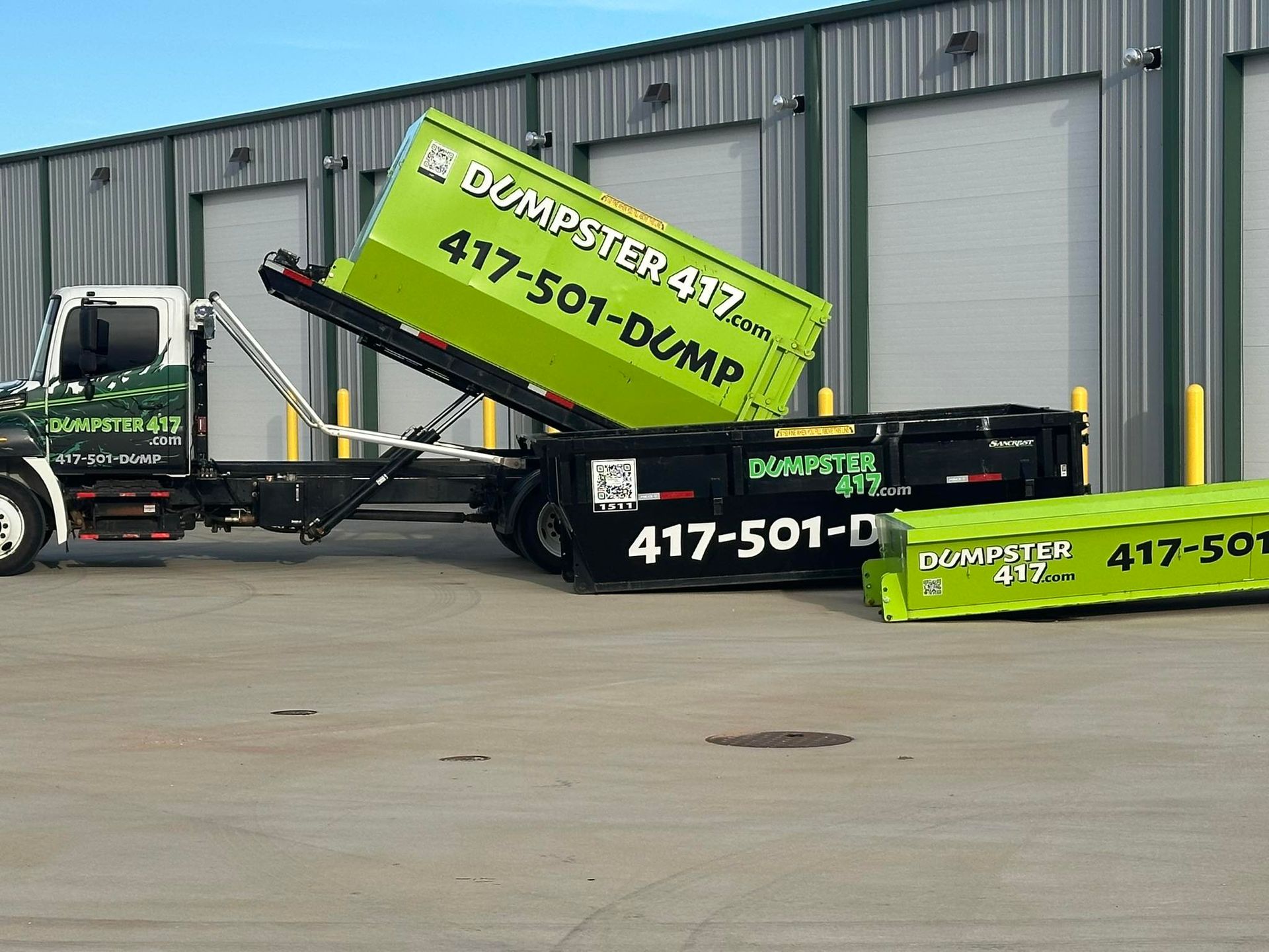 Green dump trailers with