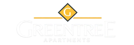 GreenTree Apartment Homes logo with gold diamond &ldquo;G&rdquo; over faint gray text