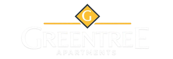 GreenTree Apartment Homes logo with gold diamond “G” over faint gray text