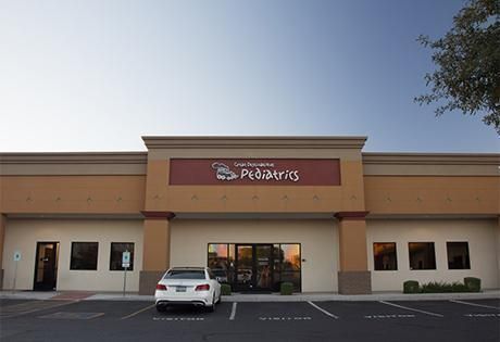 Outside building of Great Destinations Pediatrics in Peoria, AZ.