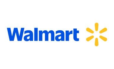 Walmart logo: Blue wordmark and yellow starburst icon.
