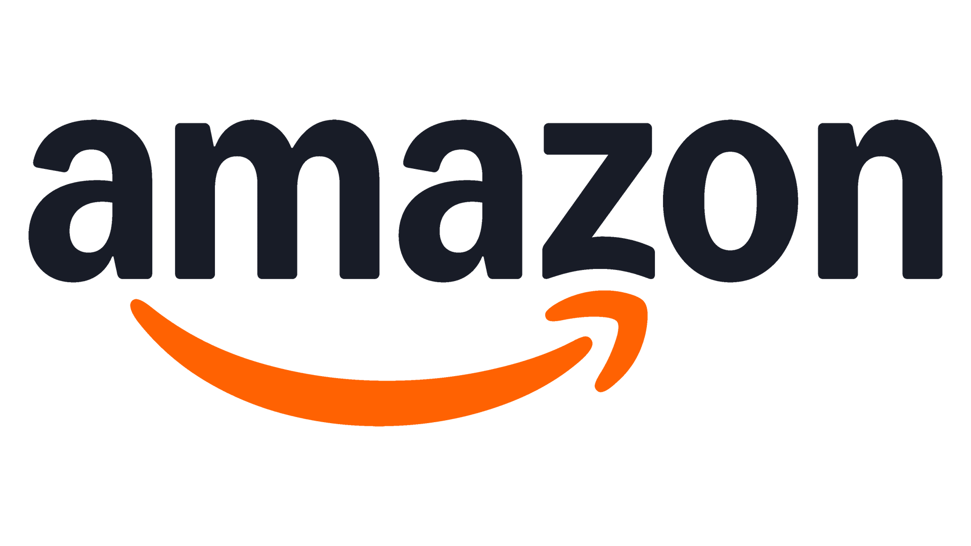 Amazon logo: black text with an orange smile-arrow pointing from A to Z.